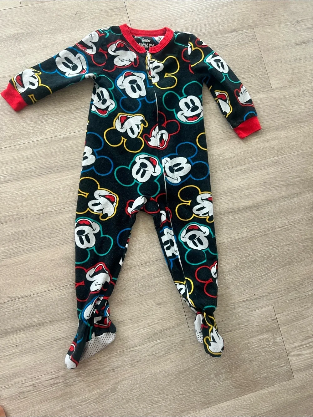Disney Black Mickey Mouse Multi-Color Footed One-Piece